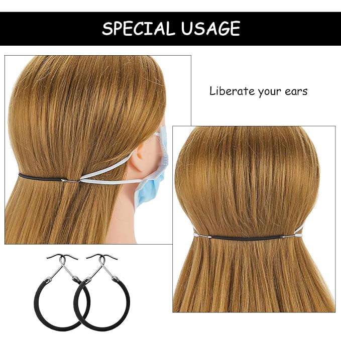 15 Pieces Elastic Hook Hair Tie Styling Ponytail Holder Hooks Cord for Curly Long Hair(Black)