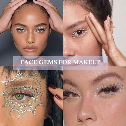 NOOEPC 660Pcs Face Gems Hair Gems, Self-Adhesive Face Jewels Eye Jewels Rhinestones 3/4/5/6 mm DIY Face Gems Stick on, Hair Body Rhinestones Gems Rave Accessories for Face Eyes Makeup Body, Crafts