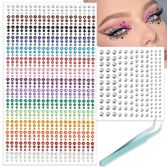 NOOEPC Face Gems Hair Gems, Self-Adhesive Face Jewels Eye Jewels Rhinestones 3/4/5/6 mm DIY Face Gems Stick on, Hair Body Rhinestones Gems Crystals Pearls for Face Eyes Makeup Body, Crafts