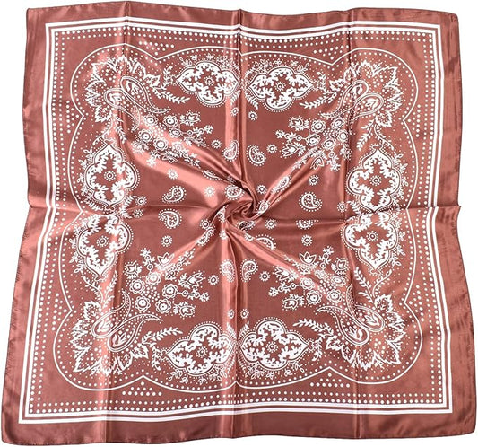 35 x 35 Women's Fashion Pattern Large Square Silk Like Hair Scarf Head Sleeping Wrap Satin Neck Bandana for Gift…