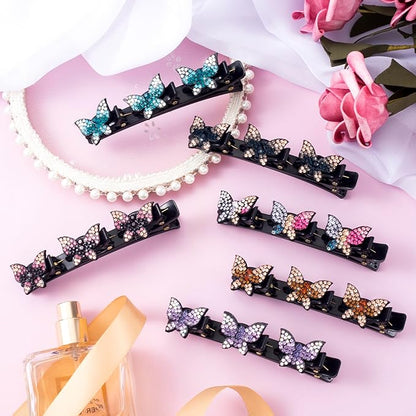 6 Pcs Sparkling Crystal Stone Braided Hair Clips, Rhinestone Duckbill Clips, Braided Hair Accessories for Styling Sectioning, Braided Hair Clips for Women