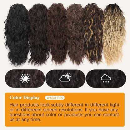 ORSUNCER Ponytail Extension 18" Curly Pony Tail Clip in Claw Ponytail Fluffy Natural Looking Synthetic Hairpiece for Women