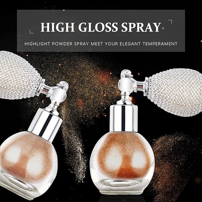 Glitter Spray, Versatile Glitter Spray for Hair and Body Cosmetic, Highlighter Powder for Women, Body Shimmer for Party, Music Festival and Wedding #White