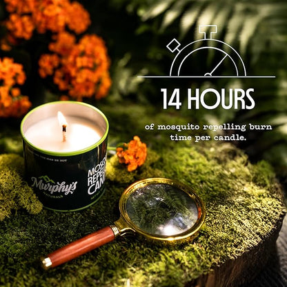 Murphy's Naturals Mini Mosquito Bug Repellent Candles for Outdoor Patio, Citronella & Essential Oils, 14-Hour Burn Time Each, 3.5 oz, 3-Pack