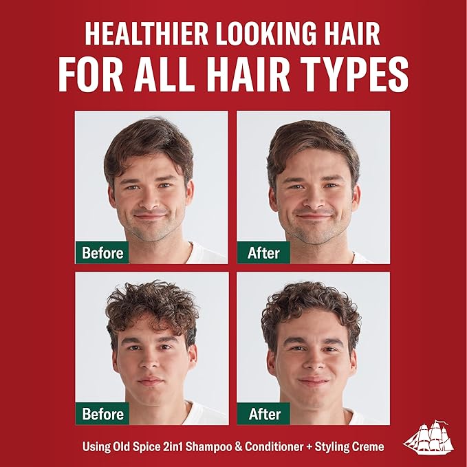 Old Spice No Crunch Crème, Hair Styling Crème for Men, Low Hold with Low Shine, 2.22 oz