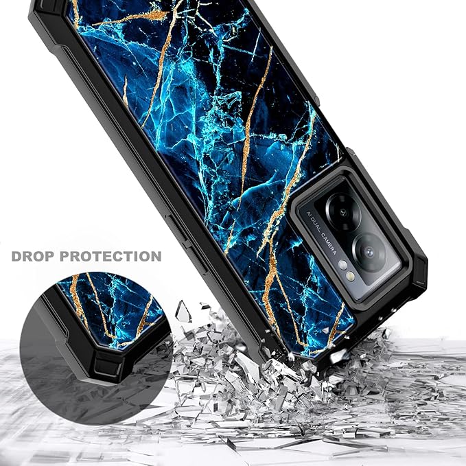 NZND Compatible with OnePlus Nord N300 5G Case with [Built-in Screen Protector], Full-Body Protective Shockproof Rugged Bumper Cover, Impact Resist Phone Case (Sapphire)