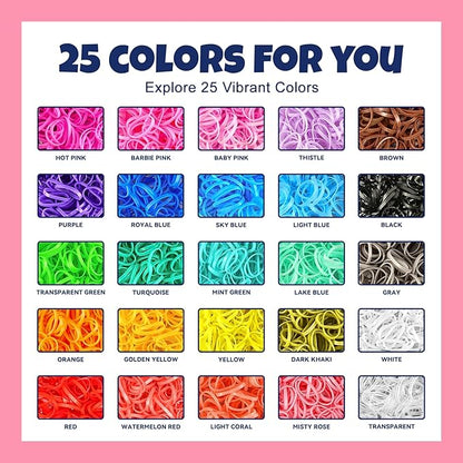 2000Pcs Colorful Rubber Bands, Mini Elastic Hair Ties Girls Women Hair Elastics Bands No Damage Rainbow Styling Accessories 25 Colors