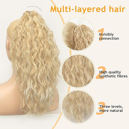ORSUNCER Ponytail Extension Claw 18" Curly Pony Tail Clip in Claw Hair Extensions Fluffy Natural Looking Synthetic Hairpiece for Women