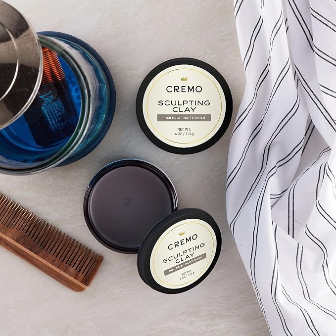 Cremo Mens Hair Clay, Premium Barber Grade Sculpting Clay for Hair Styling, High Hold, Matte Finish, 4 Oz