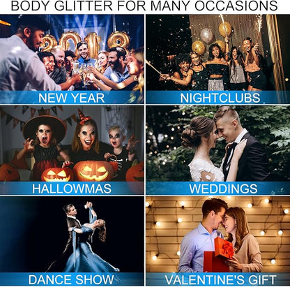 Holographic Body Glitter Gel for Face, Body, Nail, Super Long Lasting Waterproof Quick Dry Liquid Chunky Glitter Eyeshadow for Rave Festival Party Makeup Accessories, 1oz (Maple Red)