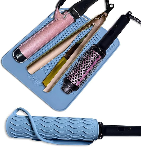 11" X 7.5" Large Heat Resistant Silicone Mat for Hair Styling Tools, Hair Straightener Pad, Curling Iron Mat, Flat Iron Mat, Hot Iron Holster Pad Counter Cover for Travel Vanity Salon