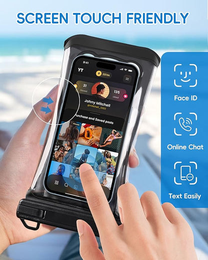 3D Waterproof Phone Pouch, Cruise Essentials 2025 Beach Vacation Essentials Travel Accessories, Dry Bag Case for iPhone 16 15 14 13 12 11 Plus Pro Max Galaxy Pixel - IP68 Floatable Black