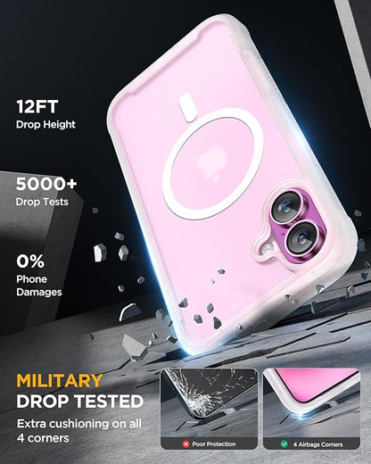 Miracase Magnetic for iPhone 16 Plus Case Full-Body Phone with Built-in Glass Screen Protector, [Compatible with MagSafe] Military Drop Proof 16 Plus Cover Bumper 6.7 inch, Matte Clear