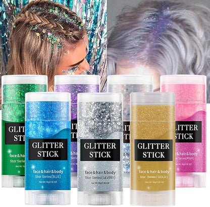 MEICOLY Blue Body Glitter Stick - Waterproof Face & Body Glitter Gel for Halloween, Mermaid Sparkle Makeup