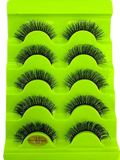 HBZGTLAD Cat eye Eyelashes 3D Natural False Lashes D Curl Fluffy Soft Cross 5 pairs Manga Lashes Wispy Natural Eyelash Extension Makeup (7D-01)