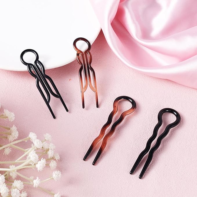 4pcs Hair Pin, 2 Styles 2025 New Elegant French Twist U-Shaped Hairpin Clips Accessories Supplies for Women All Hair Types & Any Occasion