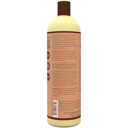 OKAY | Black Jamaican Castor Oil Conditioner | For All Hair Types & Textures | Revive - Moisturize - Grow Healthy Hair | With Argan Oil & Shea Butter | Free of Parabens, Silicones, Sulfates , White, 33 oz