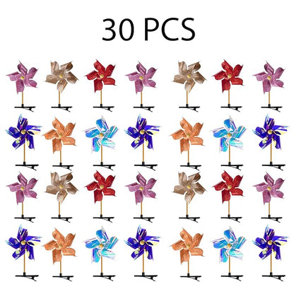 30 Pcs Windmill Alligator Hair Clips for Kids Girls Barrettes Party Sequin Pinwheel Hairpin Glitter Hair Decorative Accessories