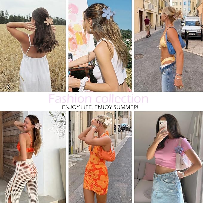 Flower Hair Clips 6 PCS Flower Claw Clips Daisy Clips for Women Matte Large Claw Clips Strong Hold Jaw Clamps Hair Accessories for Thick Hair 6 Colors