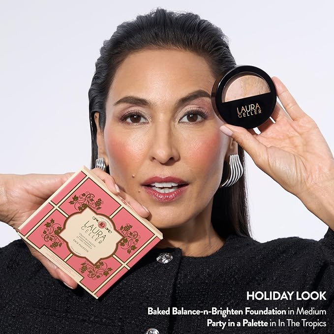 LAURA GELLER NEW YORK Party in a Palette, Ready to Jetset! + Baked Balance-n-Brighten Powder Foundation, Tan