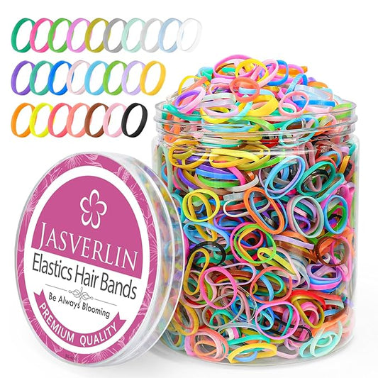 2000Pcs Colorful Rubber Bands, Mini Elastic Hair Ties Girls Women Hair Elastics Bands No Damage Rainbow Styling Accessories 25 Colors