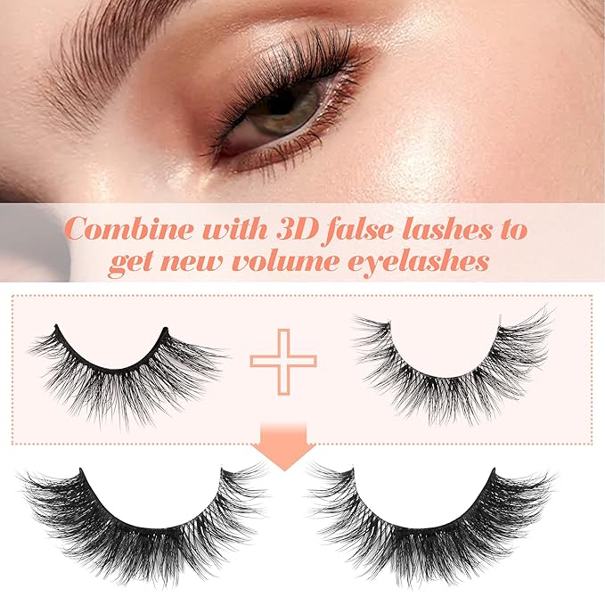 Newcally Half Lashes Mink Natural Cat Eye Wispy False Eyelashes 3D Volume Strip Fake Eyelashes Accent Corner 3/4 Eye Lashes DIY Cluster Faux Mink Half Eyelashes 14 Pairs