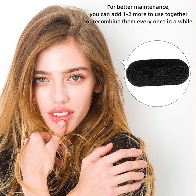 11 Pieces Hair Bump Sponge Volume Hair Bases Set Bump It Accessory for Volume Insert Styling Tools up Combs Clips Sponge Bun Updo Accessories for Women DIY Hairstyles(Black)