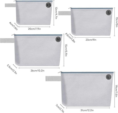 10 Pieces Cotton Canvas Makeup Bag with Bottom and Strap, Multi-Purpose Cosmetic Bag with Zipper Travel Toiletry Pouch, Blank DIY Craft Bag (Grey, XS)