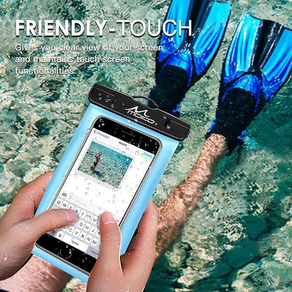MoKo Waterproof Phone Pouch, CellPhone Case Bag with Lanyard Armband Compatible with iPhone 16 15 14 13 12 11 Pro Max X/Xr/Xs Max/SE 3, 8/7/6 Plus, Samsung S23/S24/S10/S9/S8 Plus, A10E,Note 10,SkyBlue