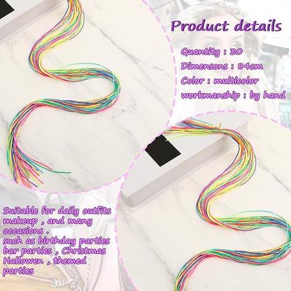 30 Pieces Colorful Hair Wrap String For Braids Assorted Gradient Hair Rope Band Multi Rainbow Braiding Hair Tie for Women Girls DIY Ponytail Braids Fashionable Hair Styling Accessories(Style 1)