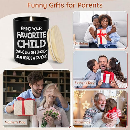 TEEZWONDER Mothers Day Gifts for Mom from Daughter Son - Favorite Child Scented Candle Vanilla Lavender 10 oz - Mother's Day Fathers Day Gift for Dad Grandma Grandpa, Mom Birthday Gifts for Women