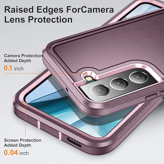 for Samsung Galaxy S22 Plus Case with Kickstand Case 3-Layer Military Grade Protective Case Cover Silicone Rugged Shockproof for Galaxy S22+ Plus Phone Case Purple+Pink