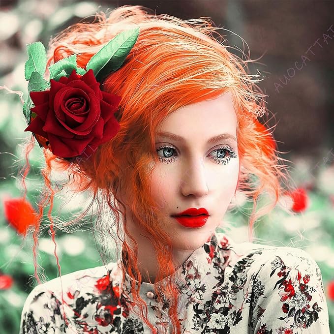 14 Pieces Halloween Rose Hair Clip U-Shape Hair Flowers Fork Clip Gothic Styling Hair Accessories for Cosplay Ghost Bridal Halloween Costume