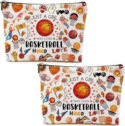 2pcs Basketball Gifts Cosmetic Bag Toiletry Bag Basketballs Makeup Bags for Women Birthday Graduation Gifts for Women Teens Girls Girlfriend Basketball Lover Fan