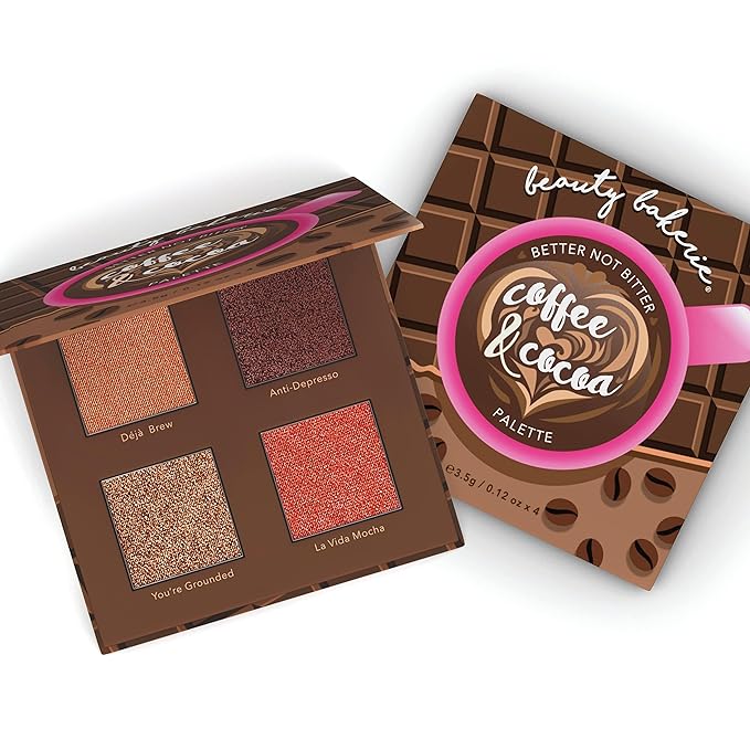 Beauty Bakerie Coffee & Cocoa Palette, Versatile Blush and Bronzer Powder Palette for Every Skin Tone, Creamy Satin Finish, 4 Sugary Shades, Highlight, Contour, Blush Kit for Women