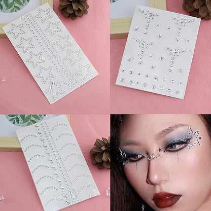NOOEPC Face Gems Hair Gems, Self-Adhesive Face Jewels Eye Jewels Rhinestones DIY Face Gems Stick on, Hair Body Rhinestones Gems Crystals Pearls for Face Eyes Makeup Body, Crafts