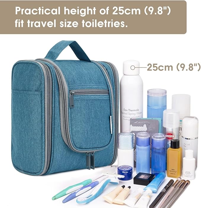 Narwey Small Hanging Travel Toiletry Bag Cosmetic Make up Organizer for Women and Men (Medium, Navy Blue)
