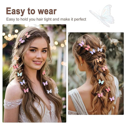 20Pcs Butterfly Hair Clips for Women Moving Glitter Butterfly Clip Fairy Accessories Green