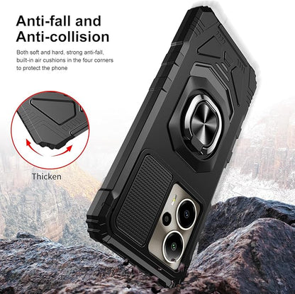 for Cricket Outlast 5G 2024 Case/AT&T Motivate Pro 5G Case with Screen Protector,Dual Layer Military Grade Protection with Ring Stand Phone Case for Cricket Outlast 5G/ATT Motivate Pro 5G Black