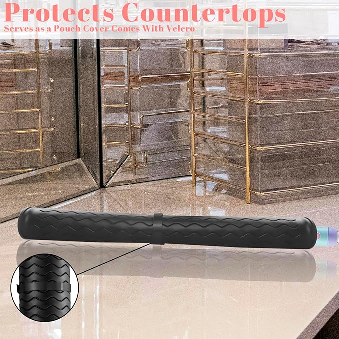 Oversize Silicone Heat Resistant Mat, Heat Mat with Velcro for Curling Iron, Travel Cover Cushion for Curling Irons, Hair Bands and Styling Tools(15.7" X 11.8")