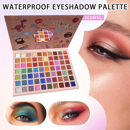 70 Colors Eyeshadow Palette,Matte Glitter Eyeshadow Makeup Palette with Eyeshadow Brush,Highly Pigmented Colorful Shimmer Eye Shadow Palette Makeup Kit for Women B