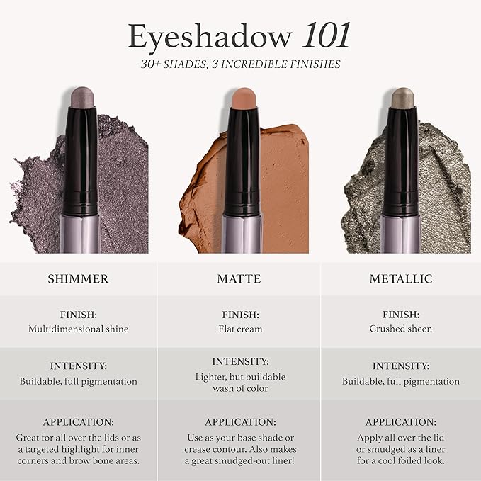 Julep Crme-to-Powder Waterproof Eyeshadow Stick Galaxy Grey Shimmer Long-Lasting, Crease-Proof Cream Eyeshadow with Built-in Smudger