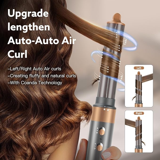 5 in 1 Hot Air Brush Hair Dryer Air Styler - 110,000 RPM Fast Drying, Curling, Straightening with Ceramic Coating & Negative Ion, No Heat Damage for All Hair Types, Includes Travel Case