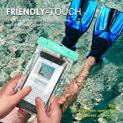 MoKo Waterproof Phone Pouch 2Pack, Underwater Phone Case Dry Bag with Lanyard Compatible with iPhone 16 14 13 12 11 Pro Max X/Xr/Xs Max/SE 3, Samsung S21/S10/S9, Note 10/9/8