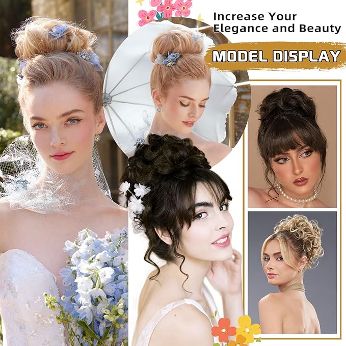 MORICA 1PCS Messy Hair Bun Hair Scrunchies Extension Curly Wavy Messy Synthetic Chignon for Women Updo Hairpiece