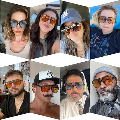 YDAOWKN Retro Aviator Sunglasses for Women Mens Large Frame Classic Vintage 70s Sun Glasses Aviators