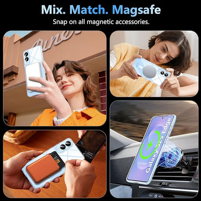 OWKEY for Samsung Galaxy S25 Edge Case 6.65'',Magnetic S25 Edge Case for Magsafe with Tempered Glass Screen, [Shockproof Military] Transparent Back Slim Bumper Cover Phone Case Galaxy s25 Edge,Clear