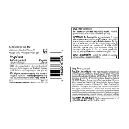 Neutrogena Healthy Skin Liquid Makeup Foundation with Broad Spectrum SPF 20 Sunscreen, Medium Coverage Foundation with Nourishing Pro-Vitamin B5, Medium Beige 80, 1 fl. oz