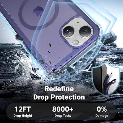 for iPhone 13 case, with [Compatible with MagSafe][Military Grade Drop Protection][Heavy Duty Protection][Non-Slip][Shockproof] with 2-Layer Durable Bumper Phone Case 6.1''-Dark Purple