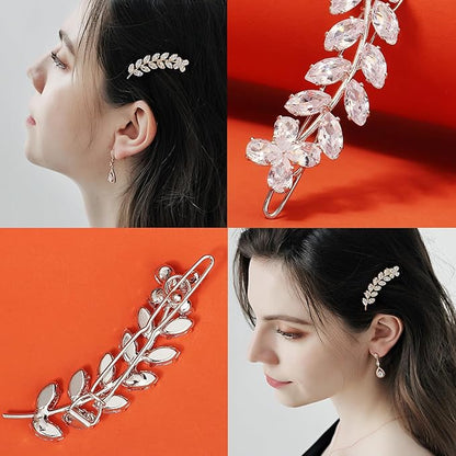 2PCS Rhinestone Hair Pins, Crystal Hair Clips, Handmade Cute Hair Barrettes, Hollow Geometric Hairpins, Elegant Metal Hairpin Hair Accessories Headwear Styling Tools, Gifts for Women Girls (TypeC)